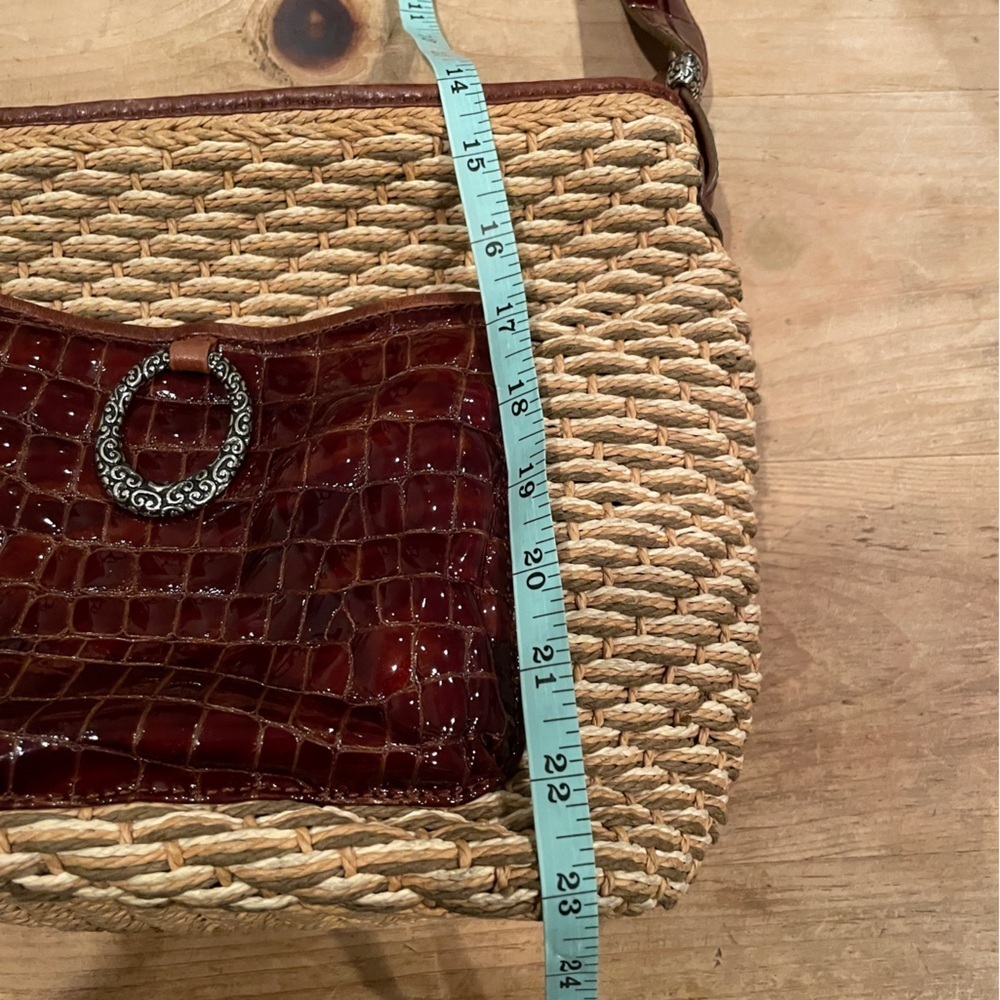 Brighton Crocodile Strap & Pocket animal silk lined silver accents Purse Bag EUC - Picture 7 of 16